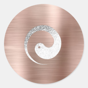 Ying Yang Symbol Balance Blush Grey Pace Spiritual Classic Round Sticker