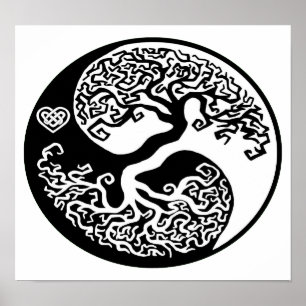 Ying-Yang Tree circle Poster