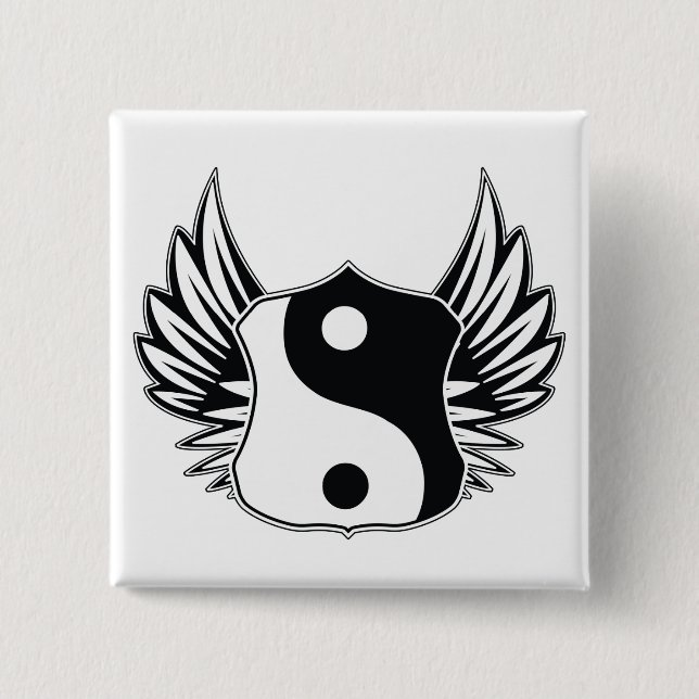 Ying Yang Wings 2 Inch Square Button (Front)