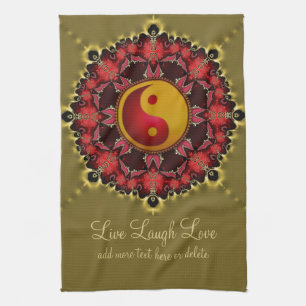 YinYang Rouge+Gold Mandala Nouvel Âge Serviette de