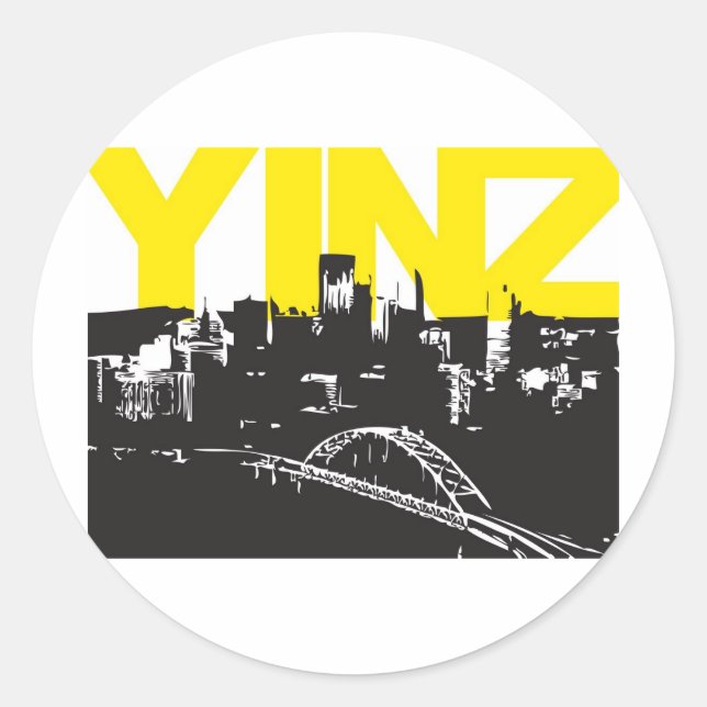 Yinz Pittsburgh Classic Round Sticker (Front)