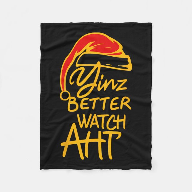 Yinzer Christmas Pittsburgh Santa Yinz Better Watc Fleece Blanket (Front)