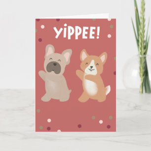 Yippee Dancing Dogs Congratulations Greeting Card