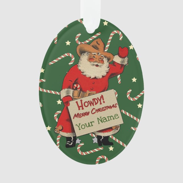 Yippee Ki-Yay Christmas Cowboy Santa 202X Ornament (Front)