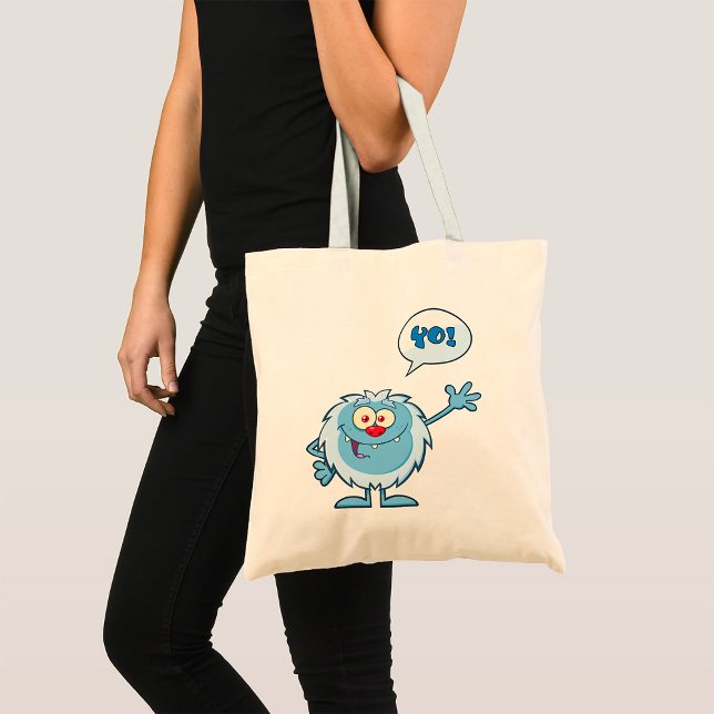Yo Blue Monster Waving Tote Bag (Creator Uploaded)