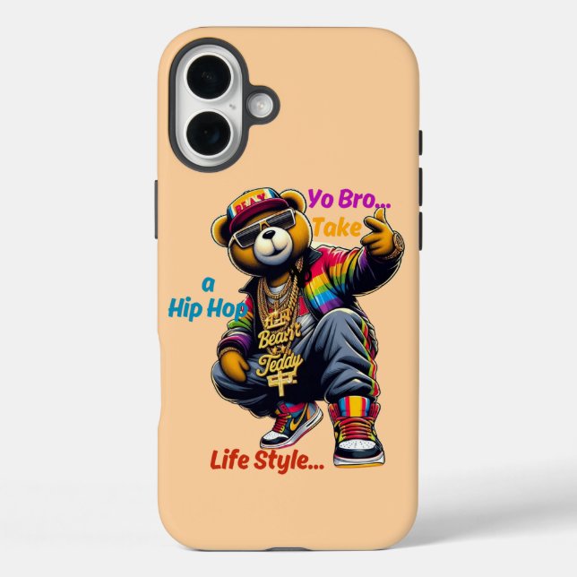 “Yo Bro!” Embrace the HipHop Lifestyle - Bear Rap Case-Mate iPhone Case (Back)