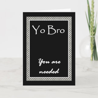 YO BRO Invitation  with Chequerboard Border