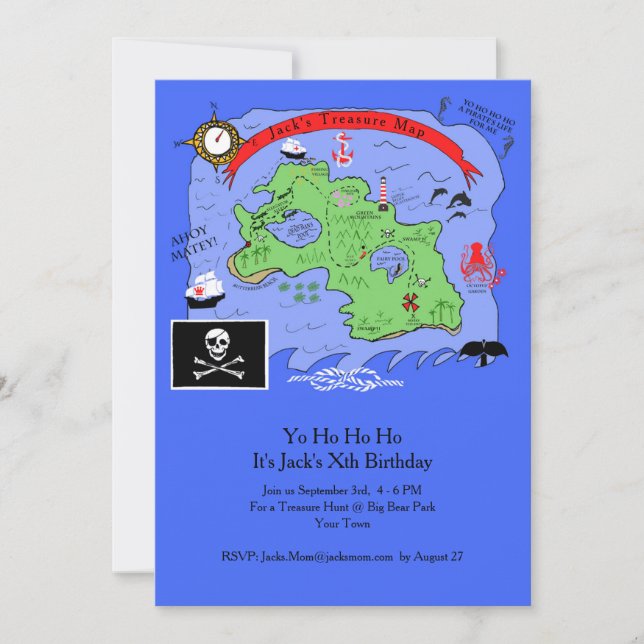 Yo Ho Ho  A Kid's Pirate Birthday Party Invitation (Front)
