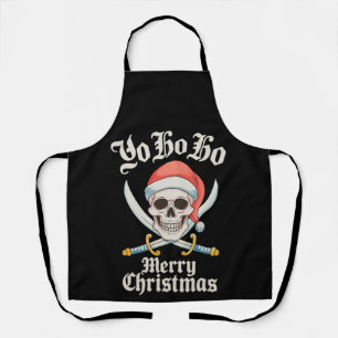 Yo Ho Ho Merry Christmas Pirate Xmas Skull Holiday Apron