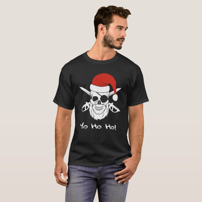 Yo Ho Ho Pirate Christmas Santa Hat T-Shirt (Front Full)