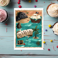 Yo Ho Ho Pirate Map Kids Birthday Party Invitation
