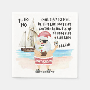 Yo Ho Ho Pirate Santa Ship Rum Christmas  Napkin