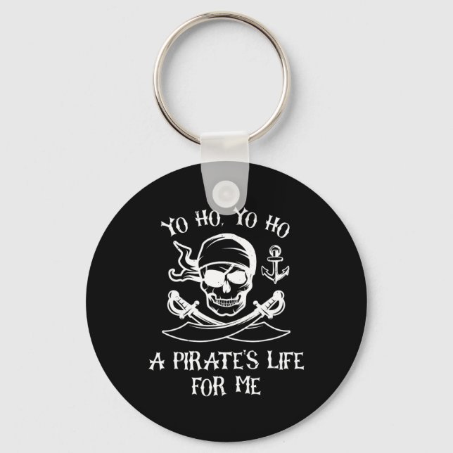 Yo Ho Yo Ho A Pirate's Life For Me Spooky Skeleton Keychain (Front)