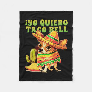 Yo Quiero Taco Chihuahua Dog Vintage Funny Bell Fleece Blanket