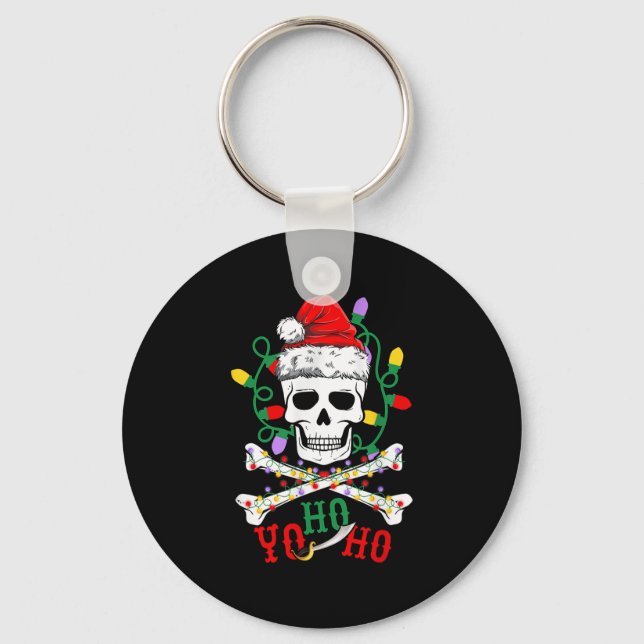 Yo S Ho Rate Boat Cruise Xmas Skull Crossbones Chr Keychain (Front)