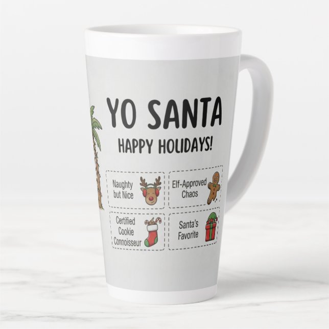 Yo Santa Funny Summer Christmas Happy Holidays Latte Mug (Right Angle)