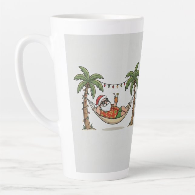 Yo Santa Funny Summer Christmas Tropical Holiday Latte Mug (Left)