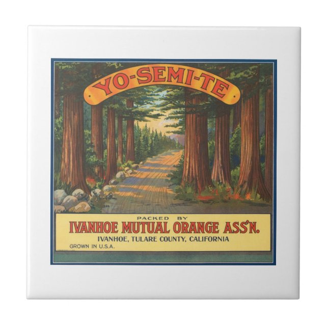 YO-SEMI-TE Vintage Fruit Crate Label Tile (Front)