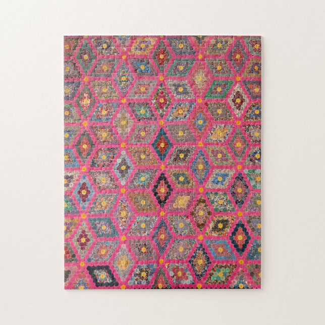 Yo-Yo Hexagon quilt Jigsaw Puzzle (Vertical)
