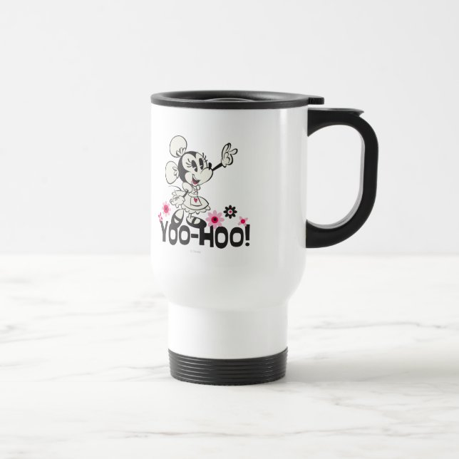 Yodelberg Minnie | Black and White Wave Travel Mug (Right)