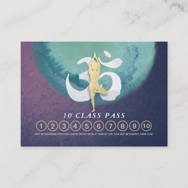 YOGA 10 Class Pass Appointment Meditation Pose OM Card (Front)