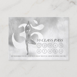 YOGA 10 Class Pass Appointment Meditation Pose Om Loyalty Card