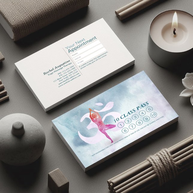 YOGA 10 Class Pass Appointment Meditation Pose Om Loyalty Card (Creator Uploaded)