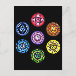 Yoga - 7 Chakras Energy Postcard