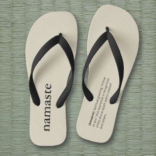 Yoga Accessory Modern Beige Namaste Meditation Flip Flops