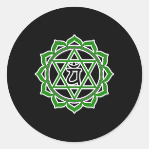 Yoga Anahata Heart Green Chakra  Classic Round Sticker