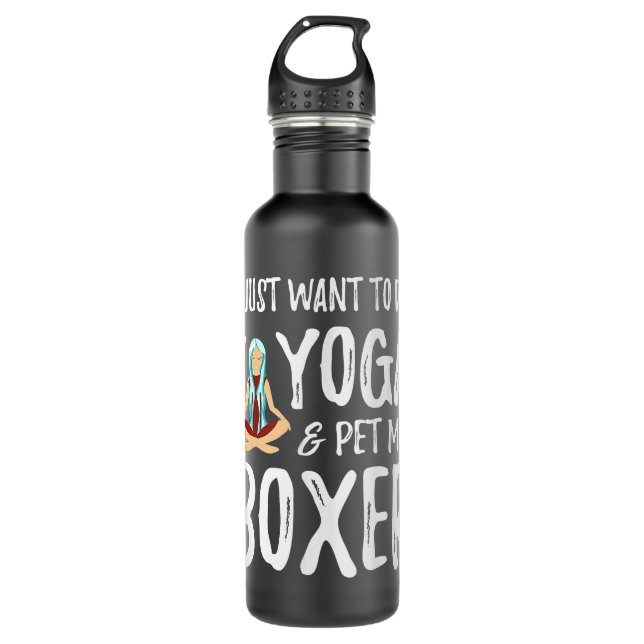 Yoga and Boxer for Funny Dog Mom Gift Idea 710 Ml Water Bottle (Front)