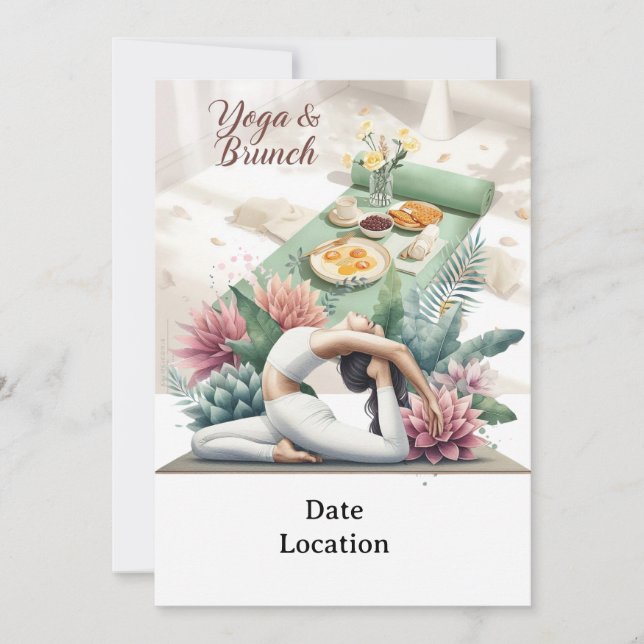Yoga and Brunch Party invitation  (Front)