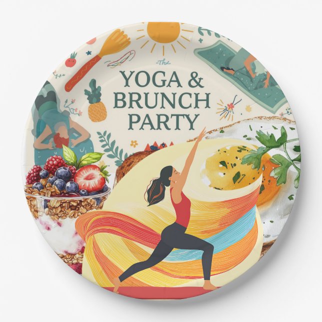 Yoga and Brunch Party  Paper Plate (Front)