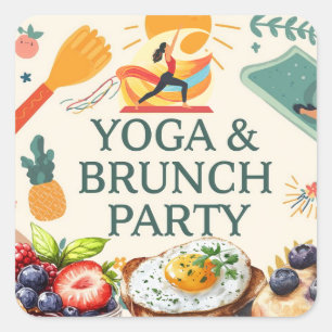 Yoga and Brunch Party Square Sticker