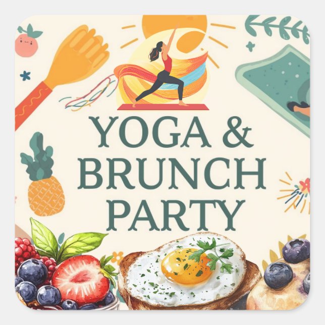 Yoga and Brunch Party  Square Sticker (Front)