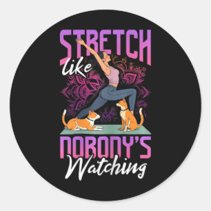 Yoga And Dog Stretch Like Nobody's Watching Classic Round Sticker