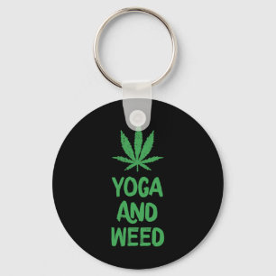 Yoga And Weed Leaf Funny Workout Gym Keychain