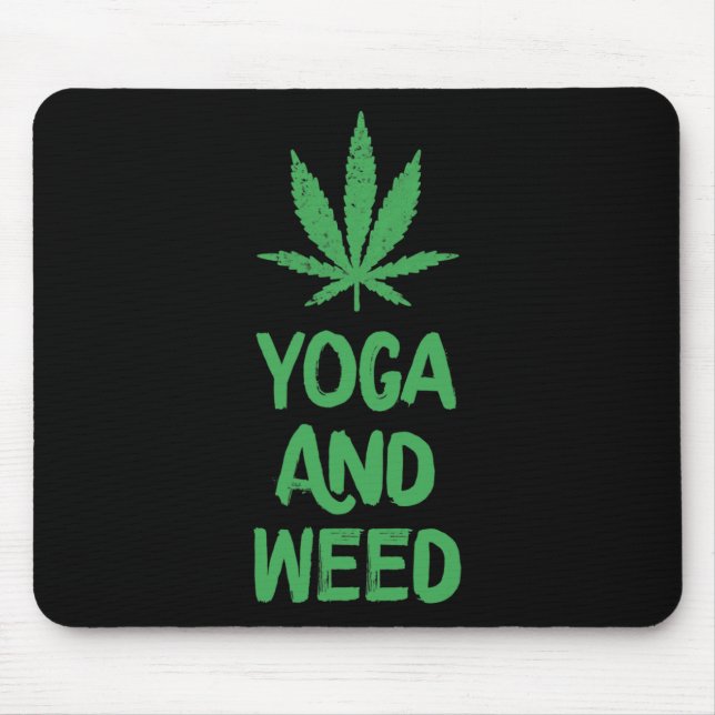 Yoga And Weed Leaf Funny Workout Gym  Mouse Pad (Front)