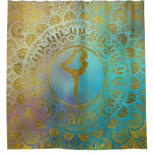 Yoga Asana Symbol in Gold Mandala