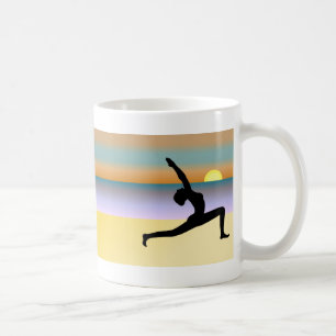 Yoga At The Beach Pose Silhouette Tea Coffee Mugs