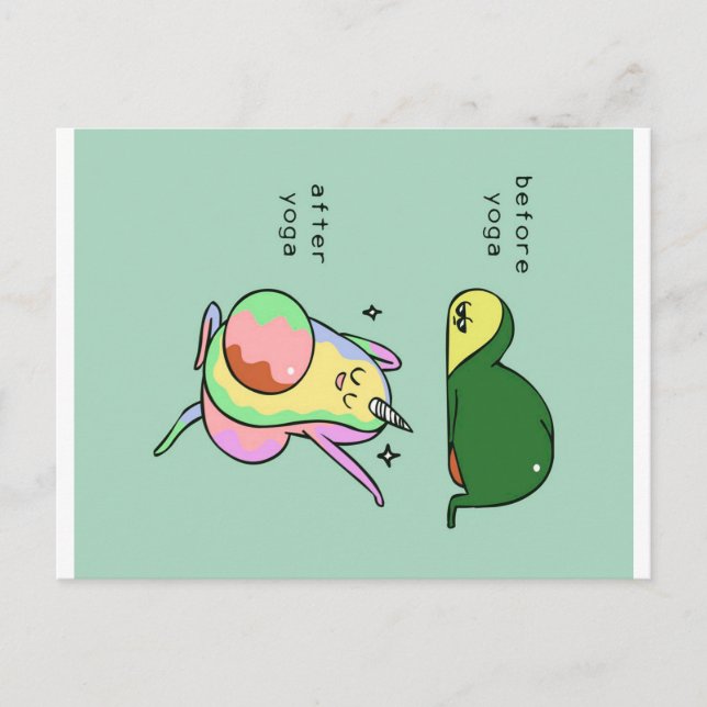 Yoga avocado | holiday gift postcard (Front)