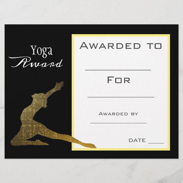 Yoga award certificate (Front)