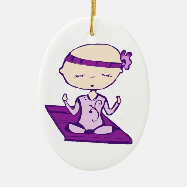 Yoga babe ceramic ornament (Front)