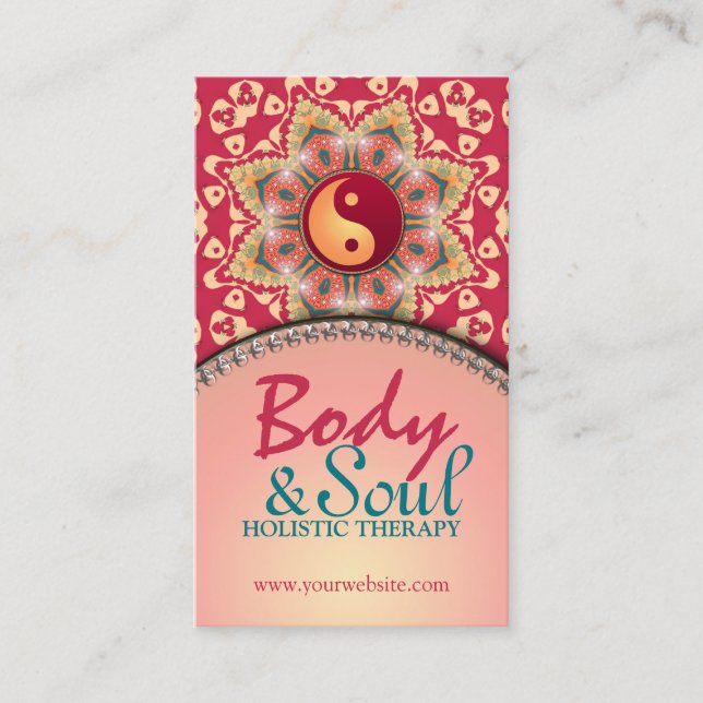 Yoga Balance Bohemian Flower YinYang Business Card (Front)