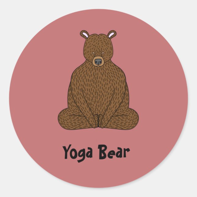 "Yoga Bear" Round Sticker (Front)