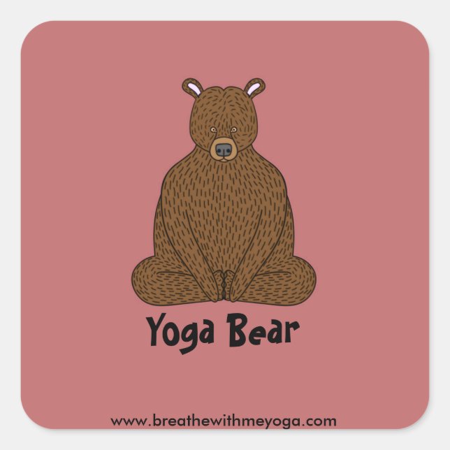 "Yoga Bear" Square Sticker (Front)