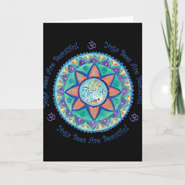 Yoga Bees Om Mandala  Card (Front)
