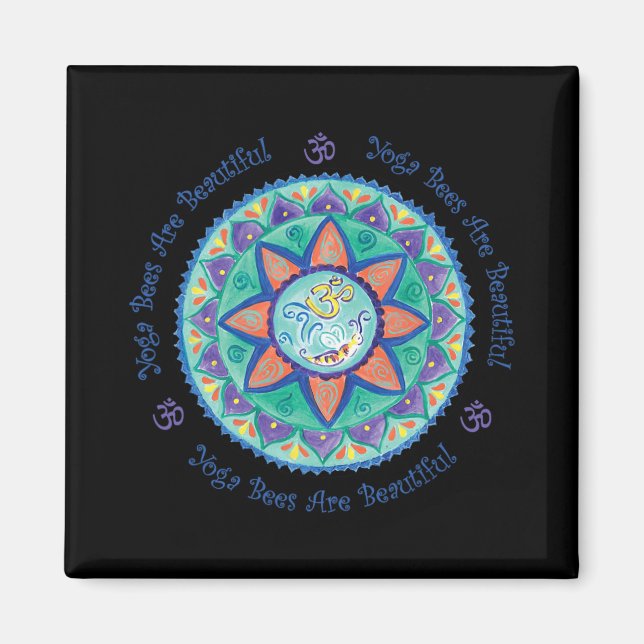 Yoga Bees Om Mandala  Magnet (Front)