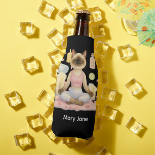 Yoga Birthday Party for Siamese Cat Lovers Bottle Cooler