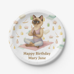 Yoga Birthday Party for Siamese Cat Lovers Paper Plate